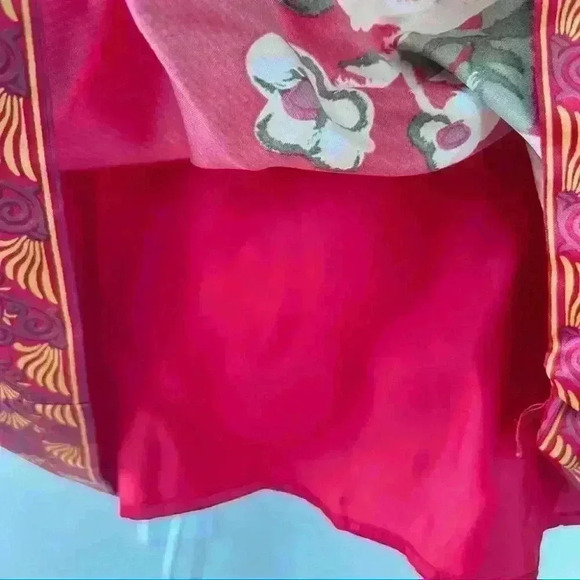 FOREVER 21  FLORAL Y2K MULTICOLORED SLEEVELESS SILKY RED DRESS SIZE SMALL - Picture 8 of 12